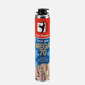 Zimní pistolová pěna MEGA 70, pistolová dóza 870 ml, žlutá